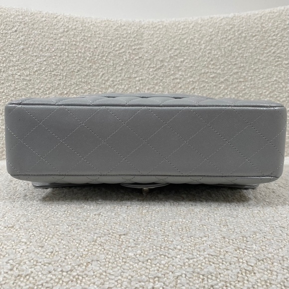 Authentic Chanel Classic Flap Bag Silver Lambskin Bag Medium - Picture 8 of 14